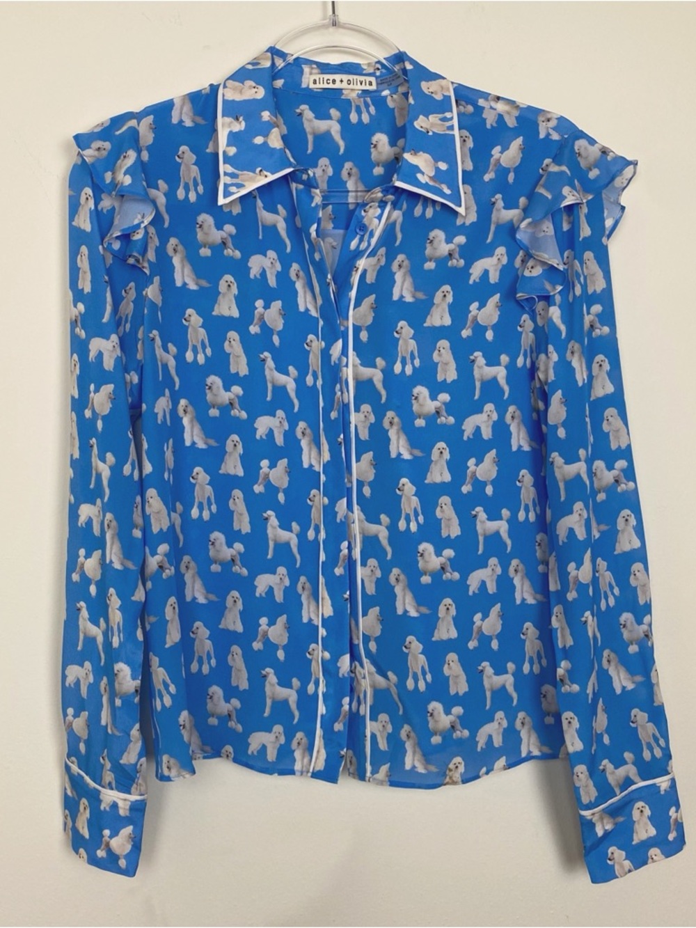 Alice + Olivia "Zimmer" Poodles ruffle blouse S - Picture 5 of 16